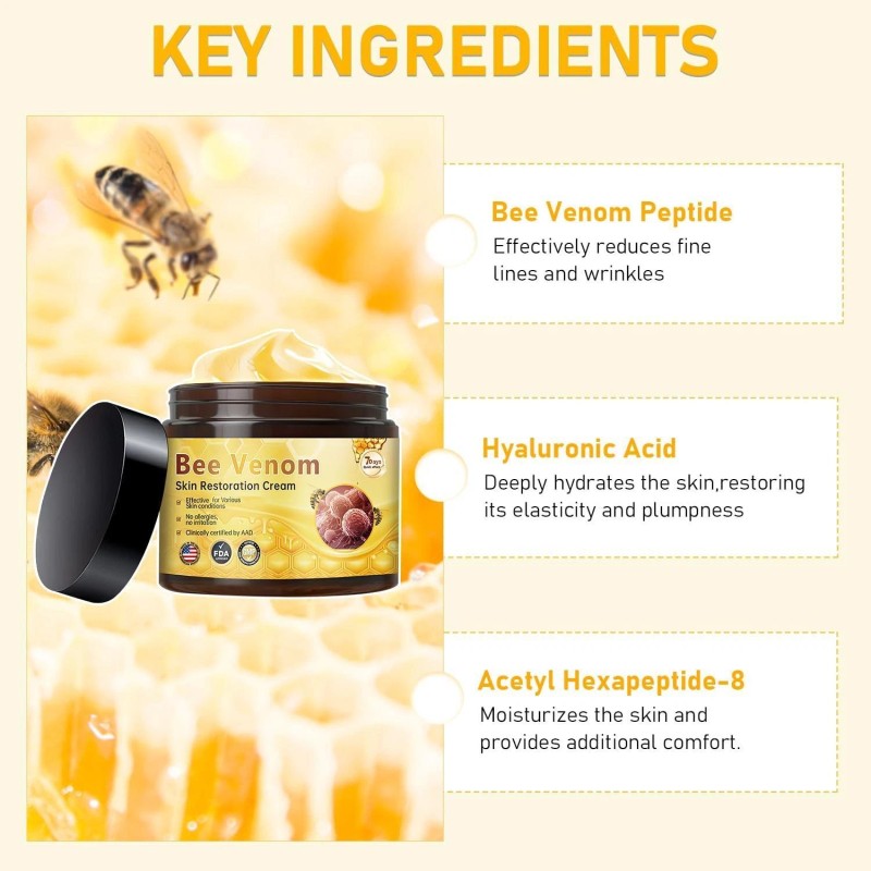 Bee Venom Skin Restoration Cream, Professional Bee Venom Skin Cream,deeply
