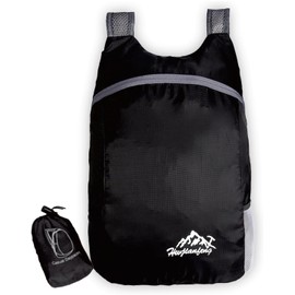 WADY Ultra Lightweight Foldable Hiking Backpack - Water Resistant Light Daypack for Camping Essentials & Outdoor Adventures (Black)