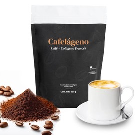 Cafelágeno - Café con Péptidos de Colágeno Hidrolizado Francés, Biotina, Ácido Pantoténico (Vit B5), Vitaminas A, C, D, E, Magnesio, Zinc, Cobre, Potasio, Stevia e Inulina de Agave Azul - 350g