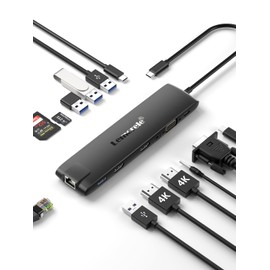 Lemorele 13 in 1 Laptop USB C Docking Station Dual Monitor Multiport Adapter HDMI Dock Triple Display with 2HDMI,VGA,2 10Gbps USB 3.1/2.0,USB C 3.1,PD,RJ45,SD/TF,3.5MM for HP,Surface,MacBook Laptops