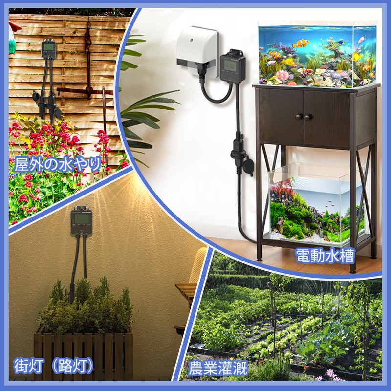 Outdoor Waterproof Timer Outlet with Cap, Digital LCD Display, Button