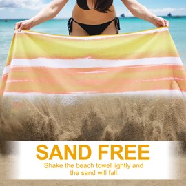 Genovega Oversized Microfiber Compact Lightweight Beach Towel Blanket - 72"x36"Quick Fast Dry Sand Free Packable Sandless Outdoor Thin Travel Swim Towels for Adult Gift Yellow Stripes