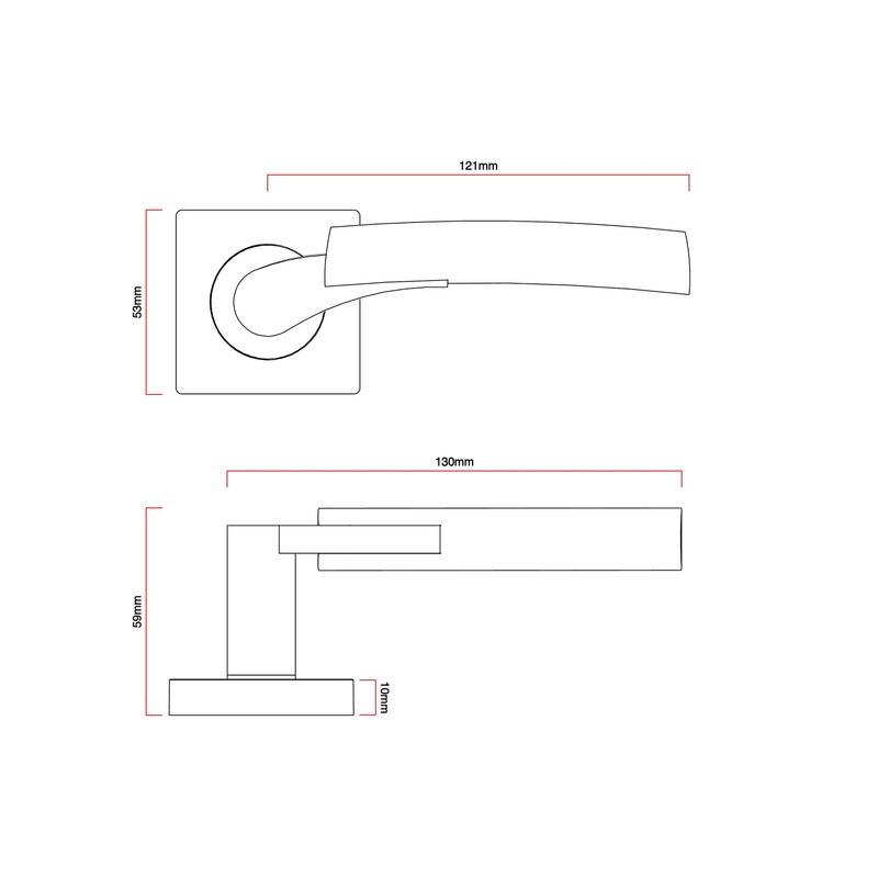 Excel Architectural DH3650-SQ Ultimo Passage Door Handles on Square Rose,
