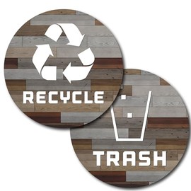 Recycle and Trash Logo Magnetic Decal - Resuable and Reposition - for Metal cans, and Bins - Indoor & Outdoor - UV Protected Premium Decal 2565 (Wood Planks - Brown, Small)