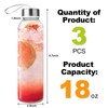 Duocesica 3 Packs Glass Water Bottles with Lid Clear Juicing
