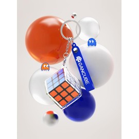 [Findbetter] GAN328 3x3 Mini Cube, 3x3 x 3, Genuine Product, Transparent Case, Genuine 1.1 x 1.1 inches (28 x 28 mm), Black Body, Standard 6 Colors, Mini Cube Key Holder, Bag Decoration, Children's