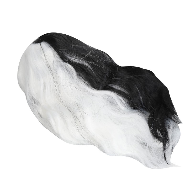 Black and White Short Curly Wig Women Cosplay Party Shoulder