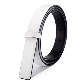 Vatee's Reversible Real Leather Replacement Belt Strap For Women without Buckle 1"/25mm Wide Adjustable 39" Long White/Black