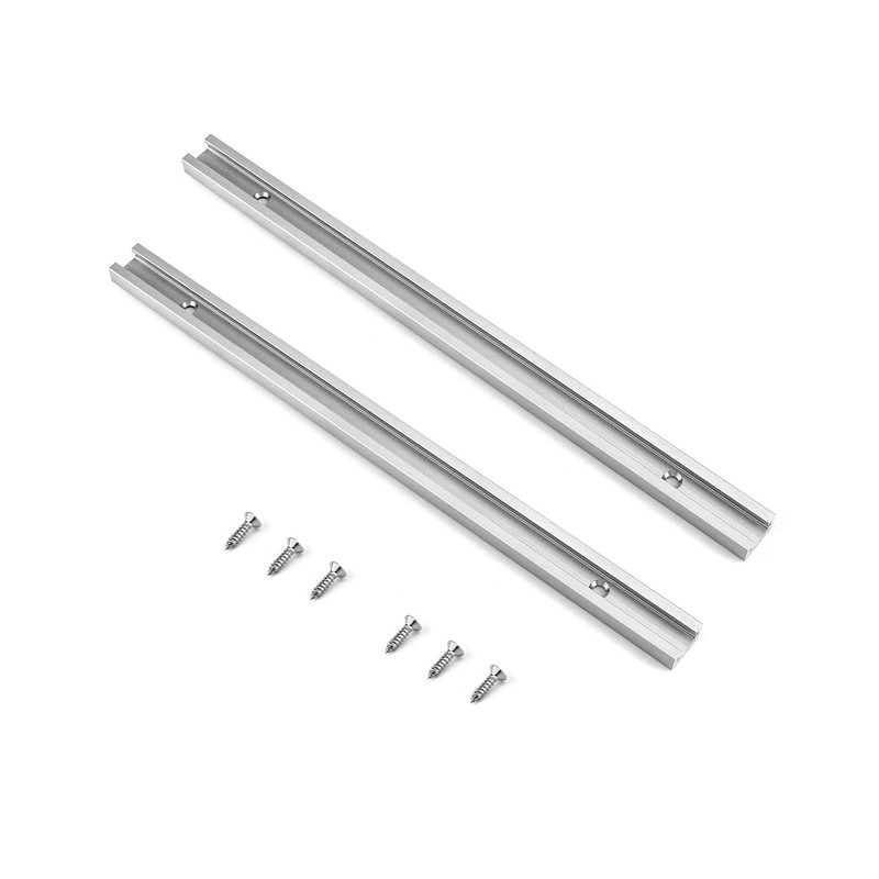 QWORK Aluminum T Track, 2 Pack 12 Inch Universal Double