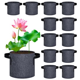 DECOHS 12 Pack Lily Plant Pots for Pond, 1 Gallon Breathable Felt Fabric Aquatic Plant Pots, Reusable Pond Plant Basket Grow Bags with Handles for Aquatic Plants, Bog Plant, Water Lily, Lotus, Flower