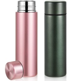 Irenare 5oz Mini Water Bottle Mini Insulated Stainless Steel Bottle Purse Water Bottle Cute Leak Proof Flask Keeps Drink Cold and Hot for Purse Women(Pink, Green,2 Pieces)