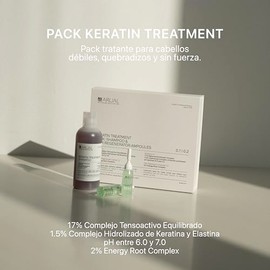 ARUAL - Tratamiento Capilar: Shampoo Keratina 250 ml + 8 Ampollas Regenerador 10 ml - Reparación y Regeneración del Cabello