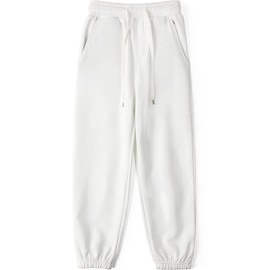 KISBINI Little Boys Cotton Sweatpant Elastic Sport Pant for Children White 13-14 Years