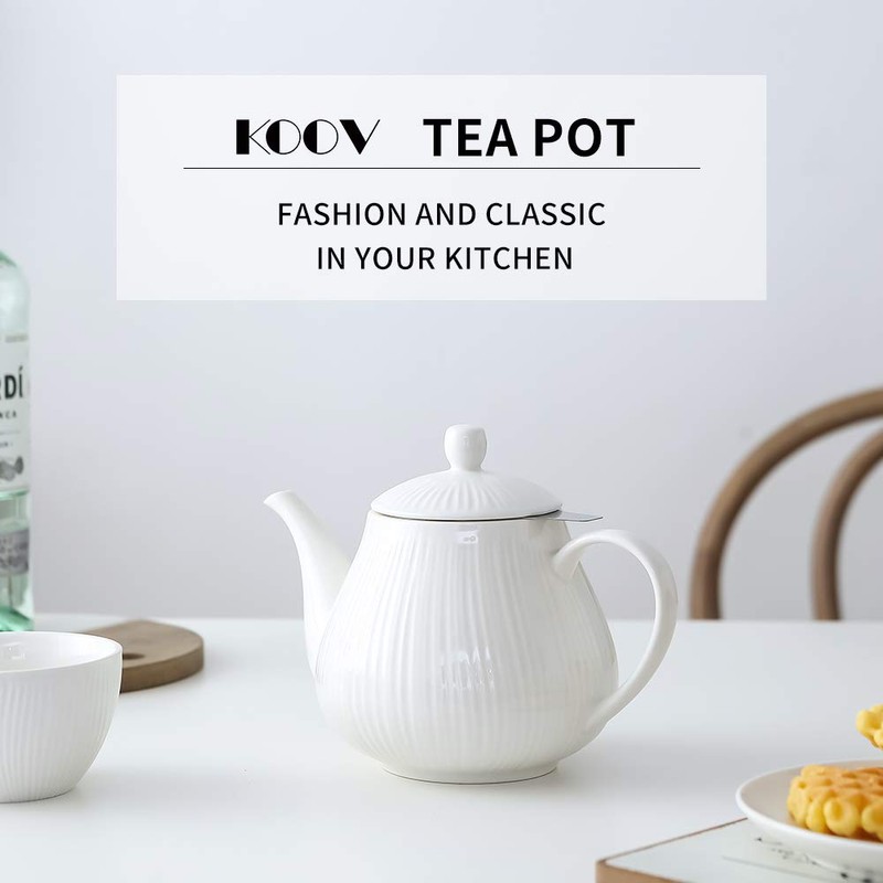 KOOV Ceramic Teapot with Infuser, 40 ounce Tea Pot with