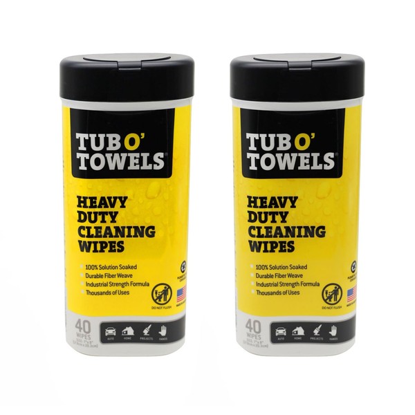 Tub O Towels Heavy-Duty Multi-Surface Cleaning Wipes, Citrus, 7 X 8 Inch, 2 Count, White