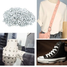 500pcs Eyelet Grommet, 4.5 x 9 x 5mm Gronmets Eyelets Fabric Leather Hole Eyelets and Grommets Metal Grommets Eyelets Self Backing for Bead Cores, Clothes, Leather, Canvas (white)