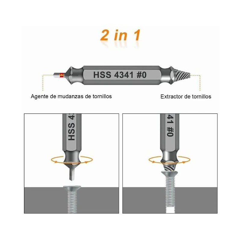 Herramienta Extractor Macho de Rosca Quita Tornillo Roto Perno Barrido