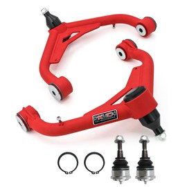 2-4" Lift Front Upper Control Arms for 2001-2010 Chevy Silverado/GMC Sierra 2500HD/3500HD 4WD, 2001-2004 Chevy Silverado/GMC Sierra 2500, PU Bushing, 2 Replacement Ball Joints, Wrinkle Red