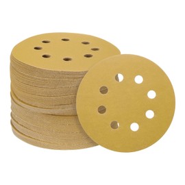 sourcing map 150pcs Hook and Loop Sanding Discs 5" 8-Hole 240 Grits Aluminum Oxide Abrasive Sandpaper for Random Orbital Sander Woodworking Sand Automotive Paint, Yellow