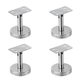 4pcs Adjustable 304 Stainless Handrail Brackets,Ground-Type Upright Column Support Bracket,Stairway Hardware Railing Brackets,with Mounting Screws for Home Decor Shopping Malls (Flat)