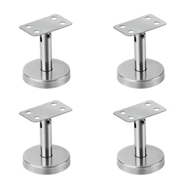4pcs Adjustable 304 Stainless Handrail Brackets,Ground-Type Upright Column Support Bracket,Stairway Hardware Railing Brackets,with Mounting Screws for Home Decor Shopping Malls (Flat)
