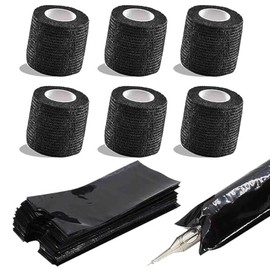 202pcs Tattoo Grip Cover Tattoo Accessory Set, Unihuby 2pcs Tattoo Grip Tape and 200pcs Disposable Tattoo Pen Bags Tattoo Grip Cover Wrap Tattoo Machine Cover