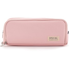 Large Pencil Case 3 Compartments, Big Capacity Pencil Pouch with Zipper, Stationery Pen Bag Organizer for Girls Women Kids Adults Students Teachers School Office - Pink