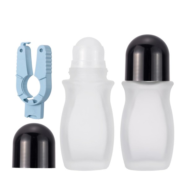 Kesell 2pack 50 ml/1.7oz Refillable Roll On Bottles with Plastic