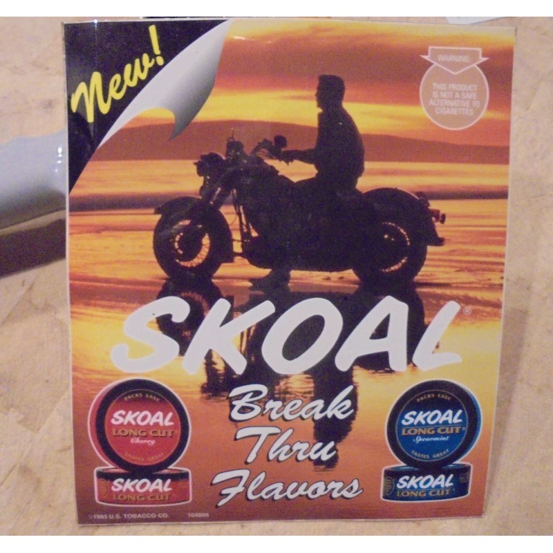 Skoal 1993 SKOAL"BREAK THRU FLAVORS"-MAN ON MOTORCYCLE ADHESIVE VINYL DECAL