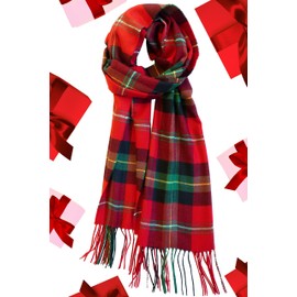 CALVIN & OLIVIA Ultra-Soft Winter Cashmere Feel Scarf Plaid Multi-Color Warm Long Unisex Winter Scarves Perfect Holiday Gift for Women Men Amazing Christmas Red Green Plaid