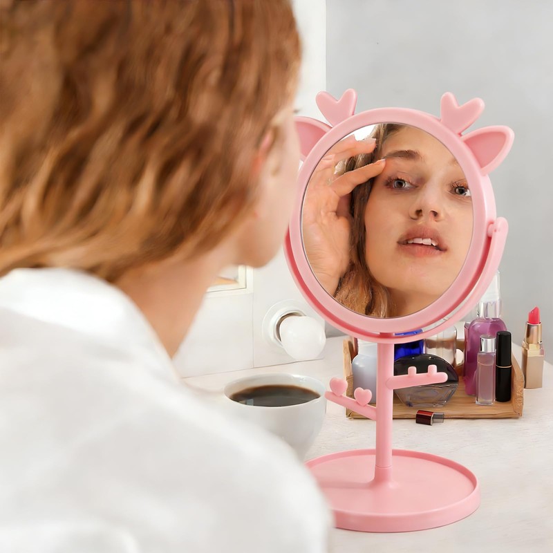 Super Ubelle 8 Pcs Deer Ear Vanity Mirror for Girls