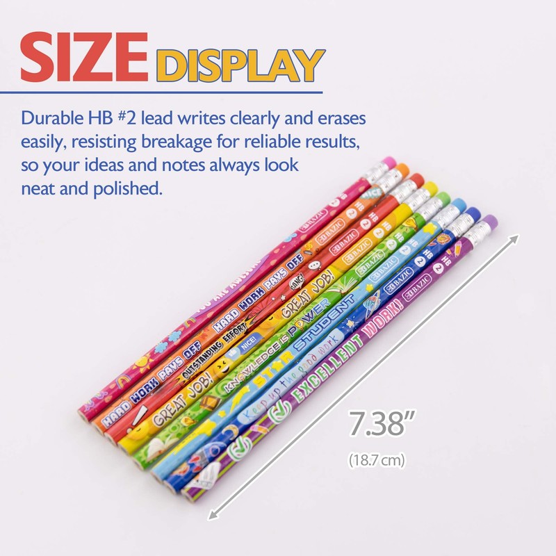BAZIC Reward & Incentive Wood Pencils w/Eraser (8/Pack)
