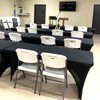 Spandex Tablecloth [6FT, Black] for Rectangle Tables with Open Back,Elastic