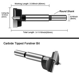 ASNOMY 15/16" Inch Carbide Forstner Drill Bit, Carbide Tipped Forstner Bit for Hard Wood, Wood Drilling Hole Saw Set Woodworking Hinge Cutter Tool Kits for Wood Plastic Plywood