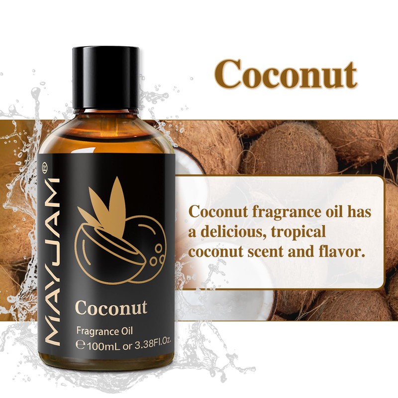 MAYJAM 100ML/3.38FL.OZ Coconut Fragrance Oils with Glass Dropper, Essential Oils