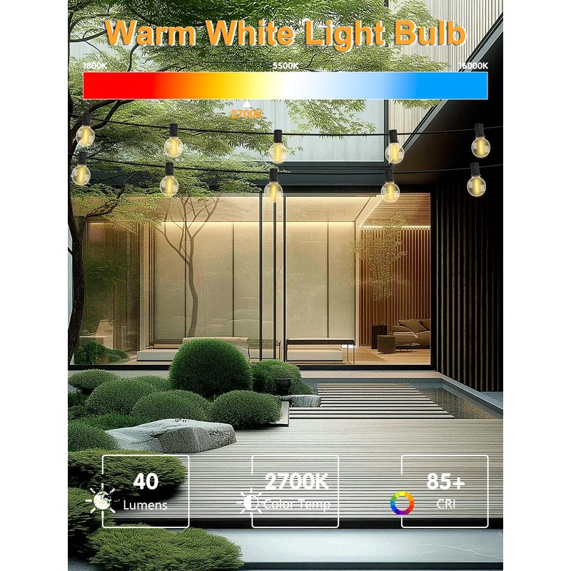 25 Pack G40 LED Replacement Bulb E12 Screw Base LED