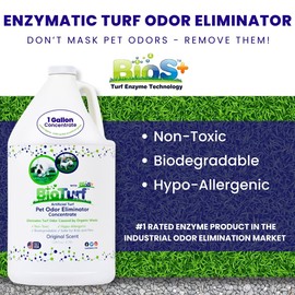 BioTurf BioS+ Artificial Turf Pet Odor Eliminator - Organic, Non-Toxic, Enzyme Concentrate - Safe for Use Around Kids, Pets, & Plants, 1 Gallon