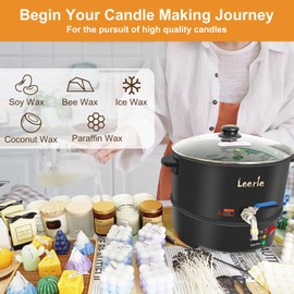 Leerie 8Qts/16Lbs Wax Melter for Candle Making, Large Electric Wax Melting Pot with Heating Core Brass Spout & Temp Control