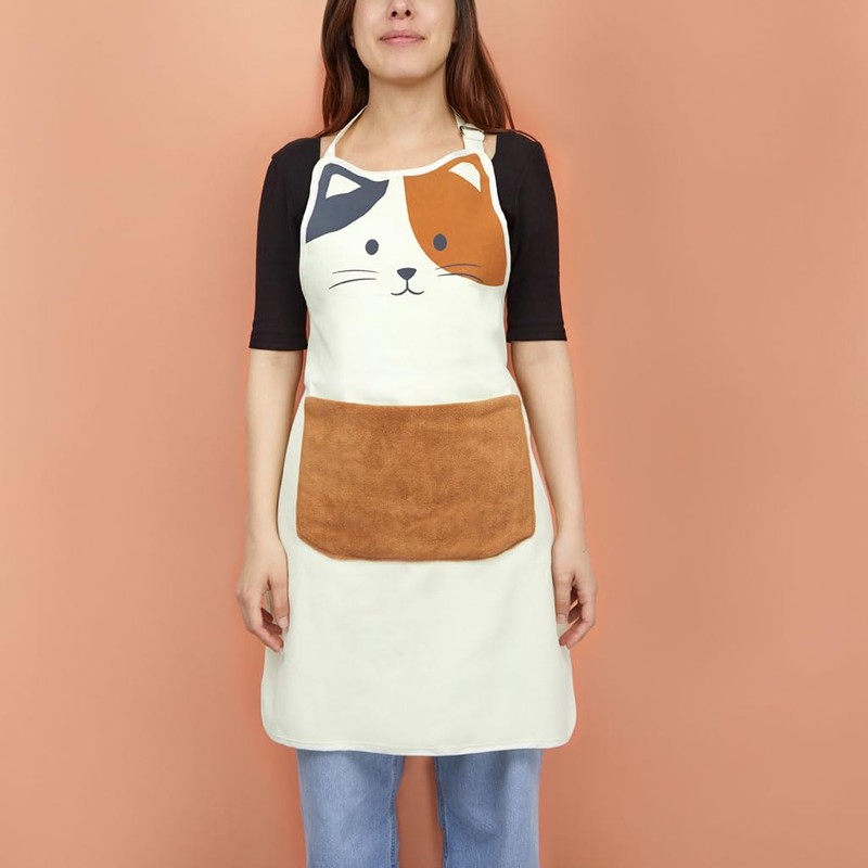 balvi Kitty Calico Apron with Front Pocket Polyester