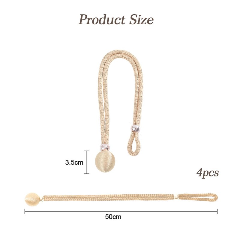 SanKristo Curtain Tiebacks 4 pcs, No Punching Adjustable Length with