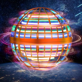 LEMATRIX 2023 Flying Orb Ball Toy, Hover Ball Boomerang Fly Fidget Spinner, Cool Toys Gifts for 6 7 8 9 10 11 12+ Years Old boy Girls Teens, Hand Mini Drone Cosmic Globe, Indoor Outdoor Toys(Orange)