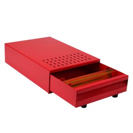 DIBTSA Large Size Espresso Coffee Knock Box Drawer, Stainless Steel Pull-Out Style Coffee Grounds Powder Container Bin for Cafes Restaurant Home Bar, 14.96 x 10.03 x 3.93 inch (Red)