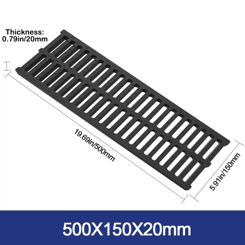 20 Inch Polymer Resin Trench Drain Grate, 7.87 Inch Wide