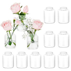 Hewory Small Bud Vases Set of 12: Clear Glass Vases for Flowers - Modern Bud Vase Bulk for Wedding Centerpieces Baby Shower Parties Rehearsal Dinner Table Decorations