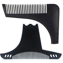 NHQZ Bartschablone Herren,2 Stück,Bart Schablone Männer,Bartstyling Schwarzer Kunststoff Haaransatz Trimmen Bart Schönheitsschablone