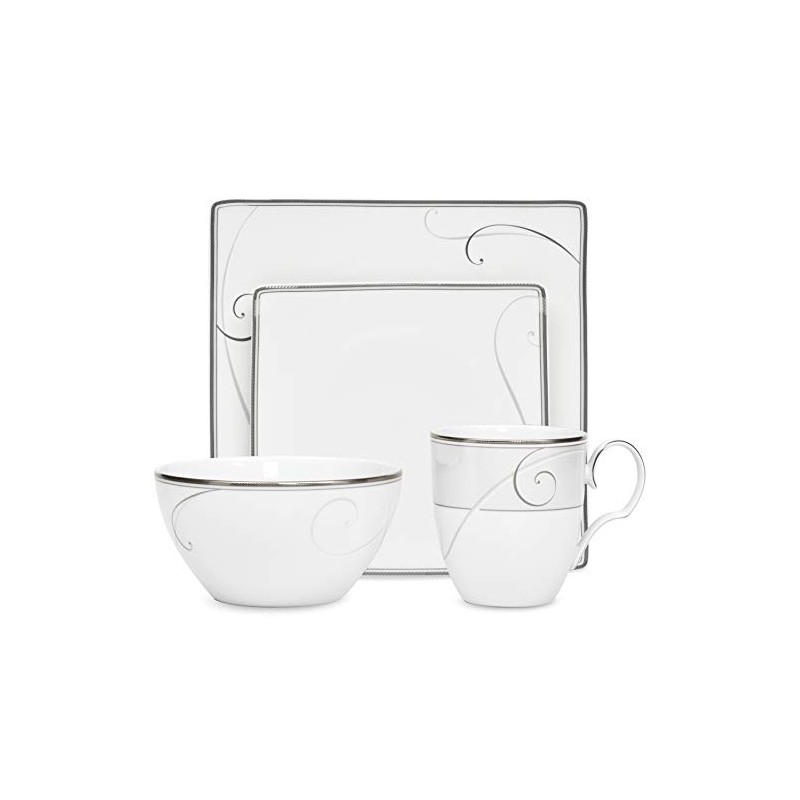 Noritake Platinum Wave 4-piece Square Place Setting