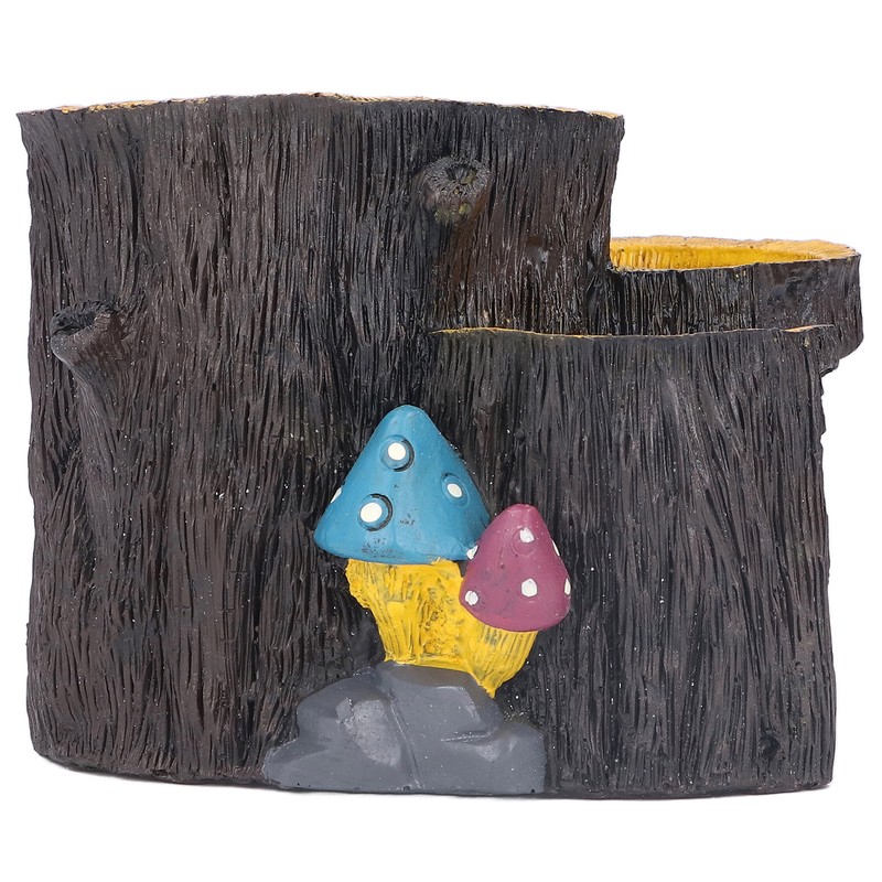 Resin Mini Stump Shape Hiding Hole Wooden Cave Artificial Aquarium