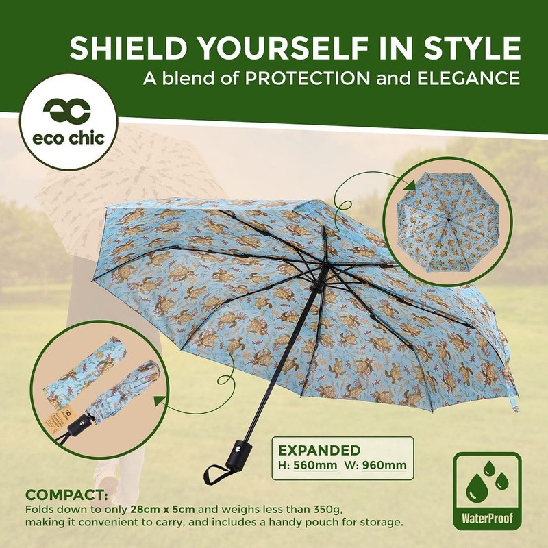ECO CHIC Automatic Umbrella Windproof Strong Compact Folding Travel Umbrella