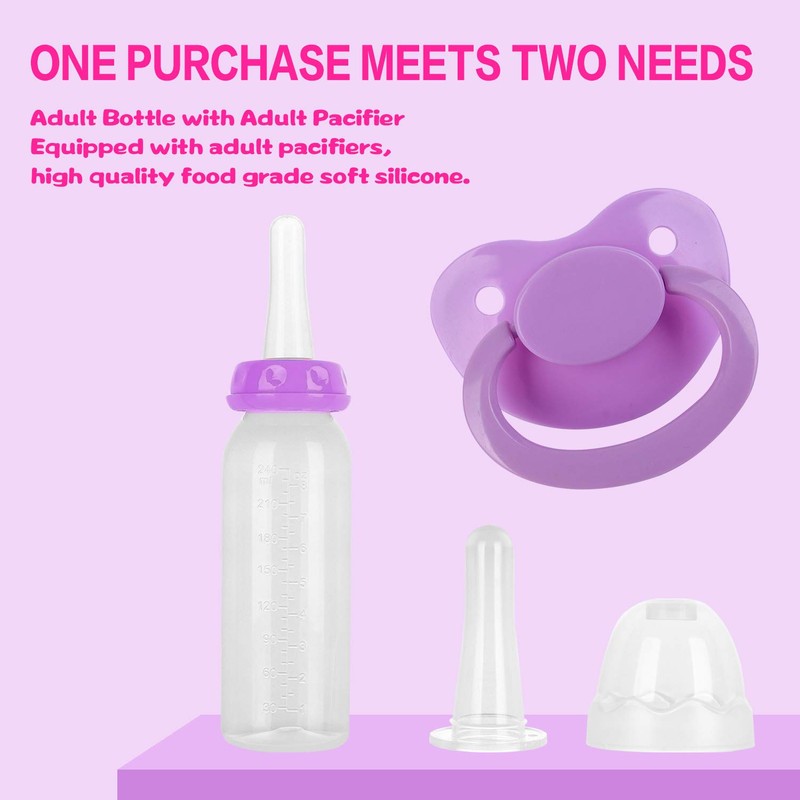 Adult Bottle with Big Sized Pacifier Set (Purple)