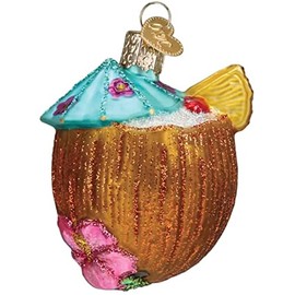 Old World Christmas Tropical Coconut Drink Glass Blown Ornament for Christmas Tree